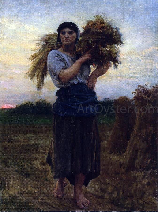 Jules-Adolphe Breton In the Fields, Evening - Canvas Print