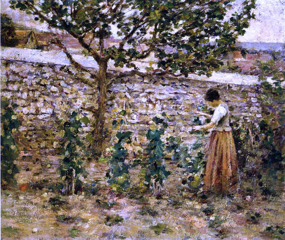 Theodore Robinson In the Garden - Canvas Print