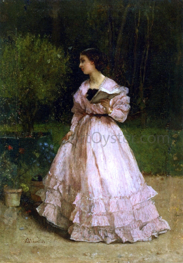 Alfred Emile Leopold Stevens In the Garden - Canvas Print