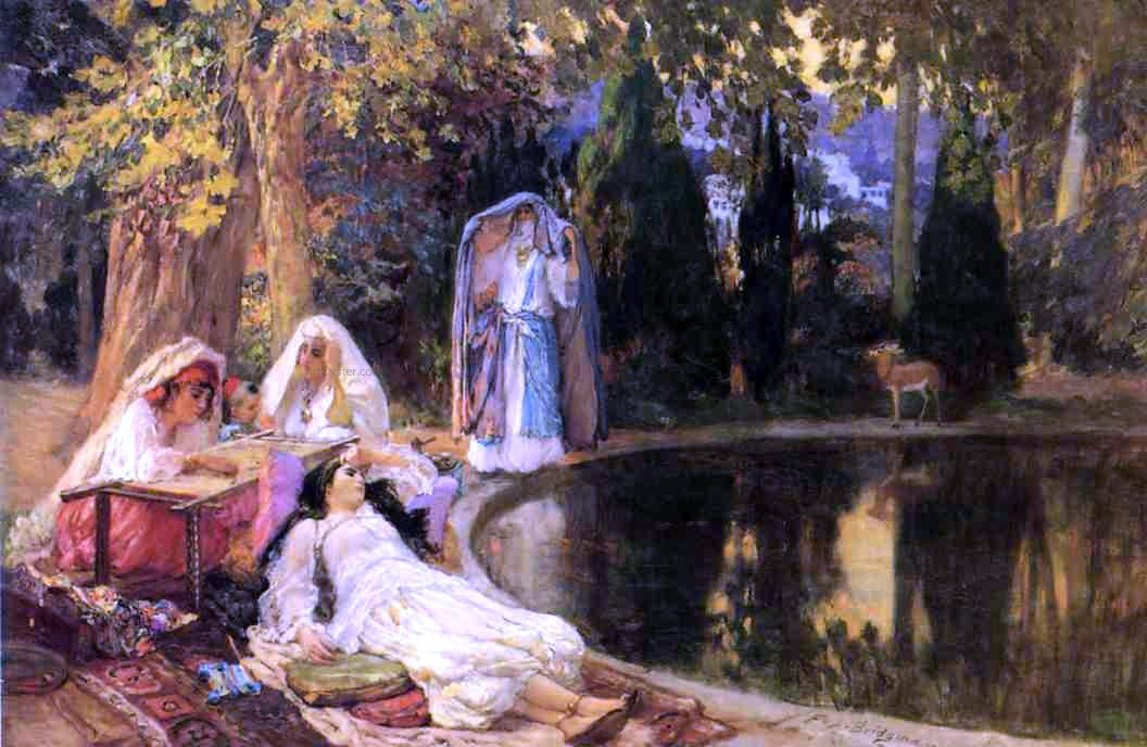 Frederick Arthur Bridgeman In the Garden at Mustapha - Canvas Print