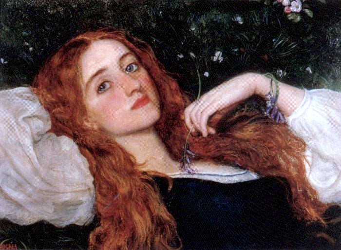 Arthur Hughes In the Grass (second version) - Canvas Print