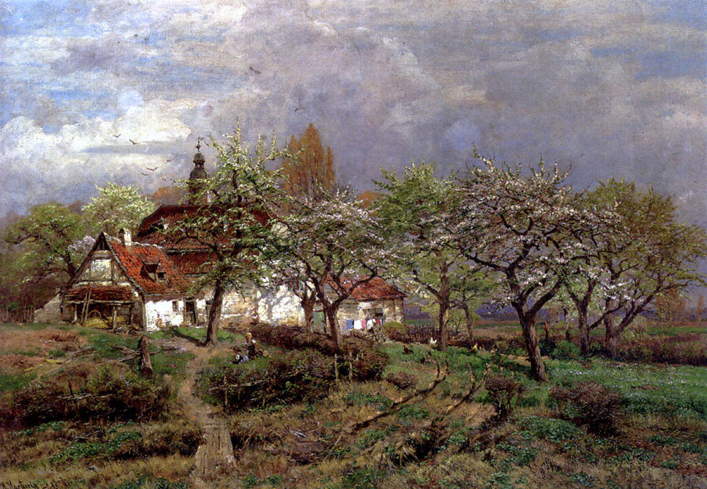 Heinrich Hartung In The Orchard - Canvas Print