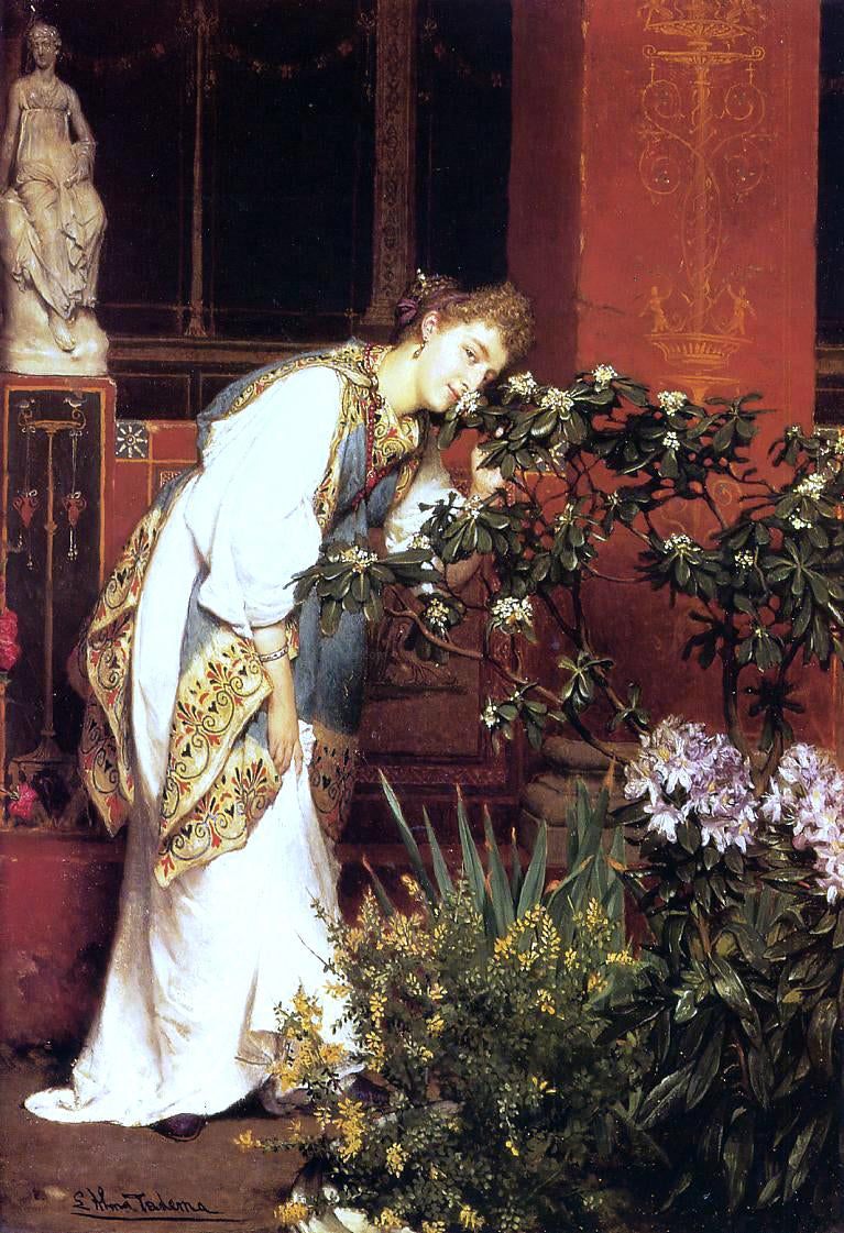 Sir Lawrence Alma-Tadema In the Peristyle - Canvas Print