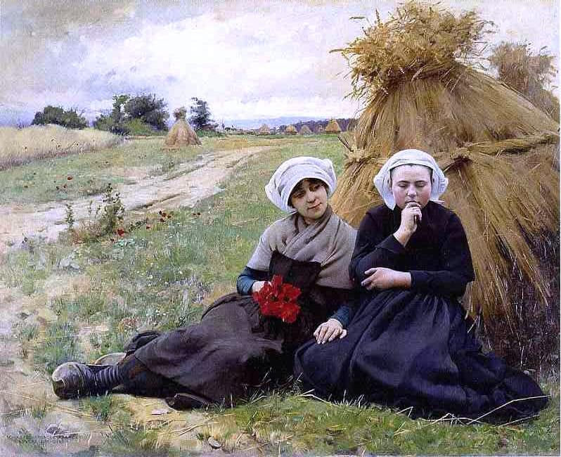 Charles Sprague Pearce In the Poppy Field - Canvas Print