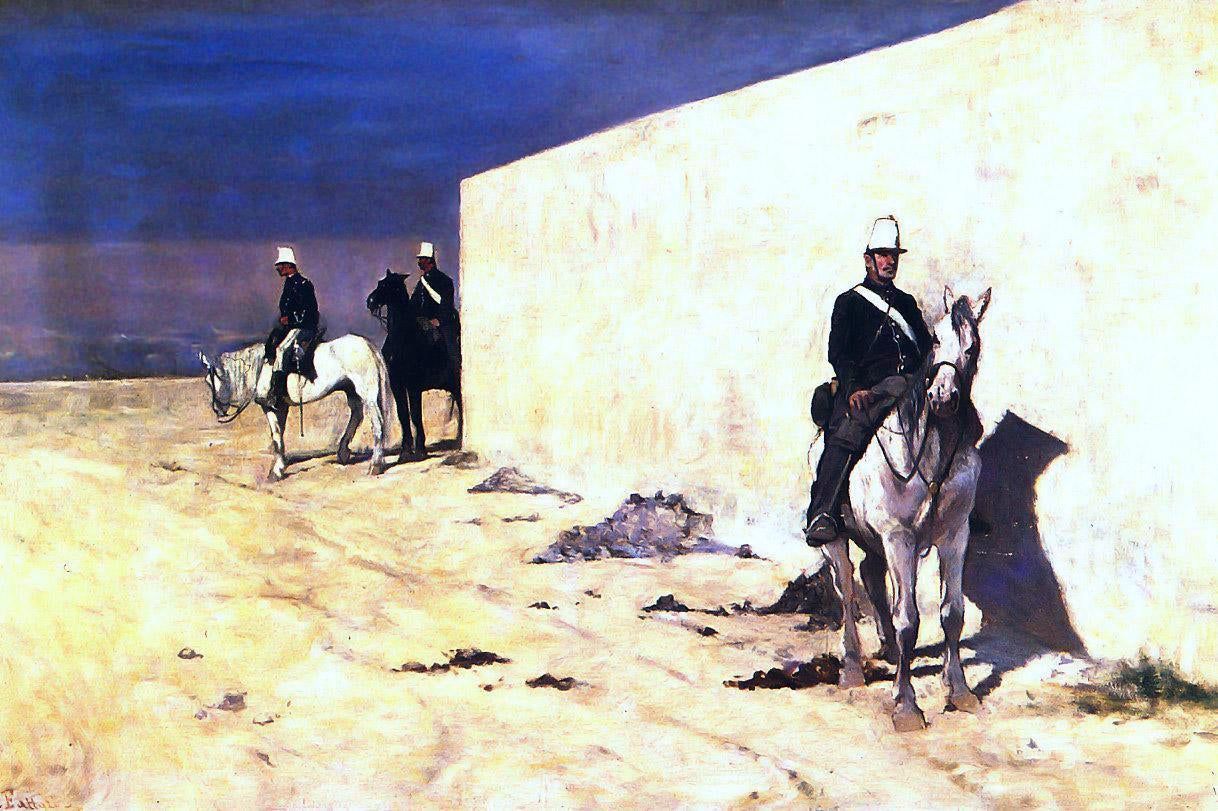 Giovanni Fattori In vedetta (also known as Il muro bianco) - Canvas Print