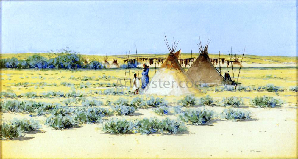 Henry F Farney Indian Encampment - Canvas Print