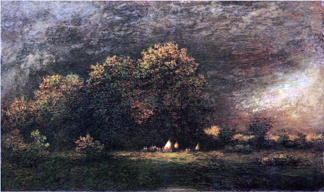Ralph Albert Blakelock Indian Encampment in a Stormy Landscape - Canvas Print
