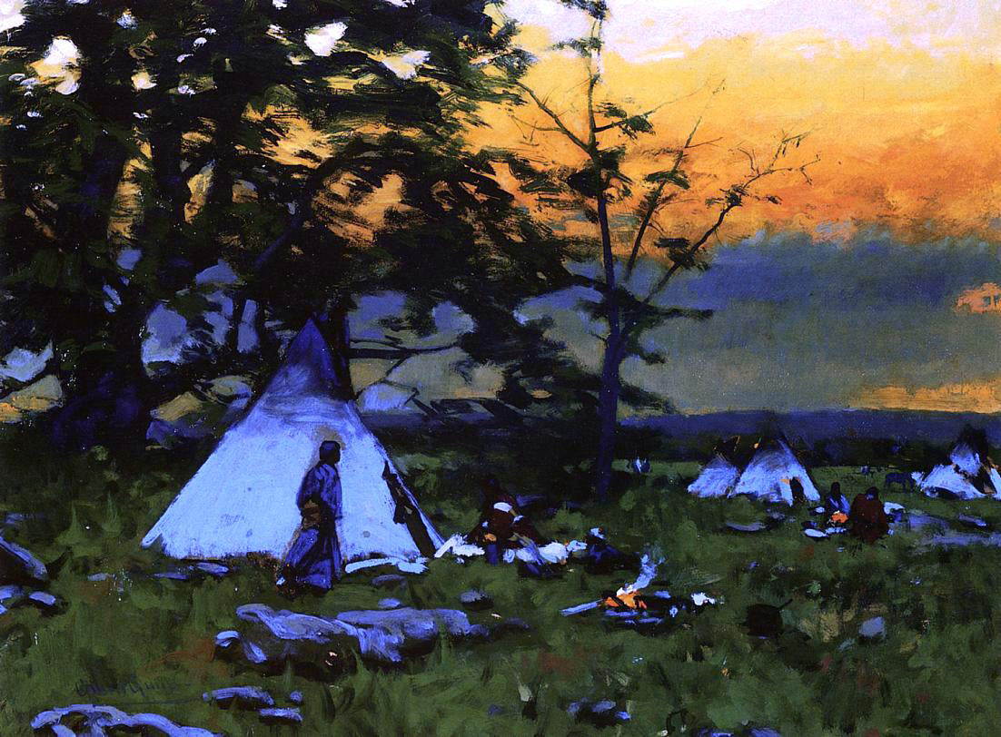 William Gilbert Gaul Indian Encampment, Montana - Canvas Print