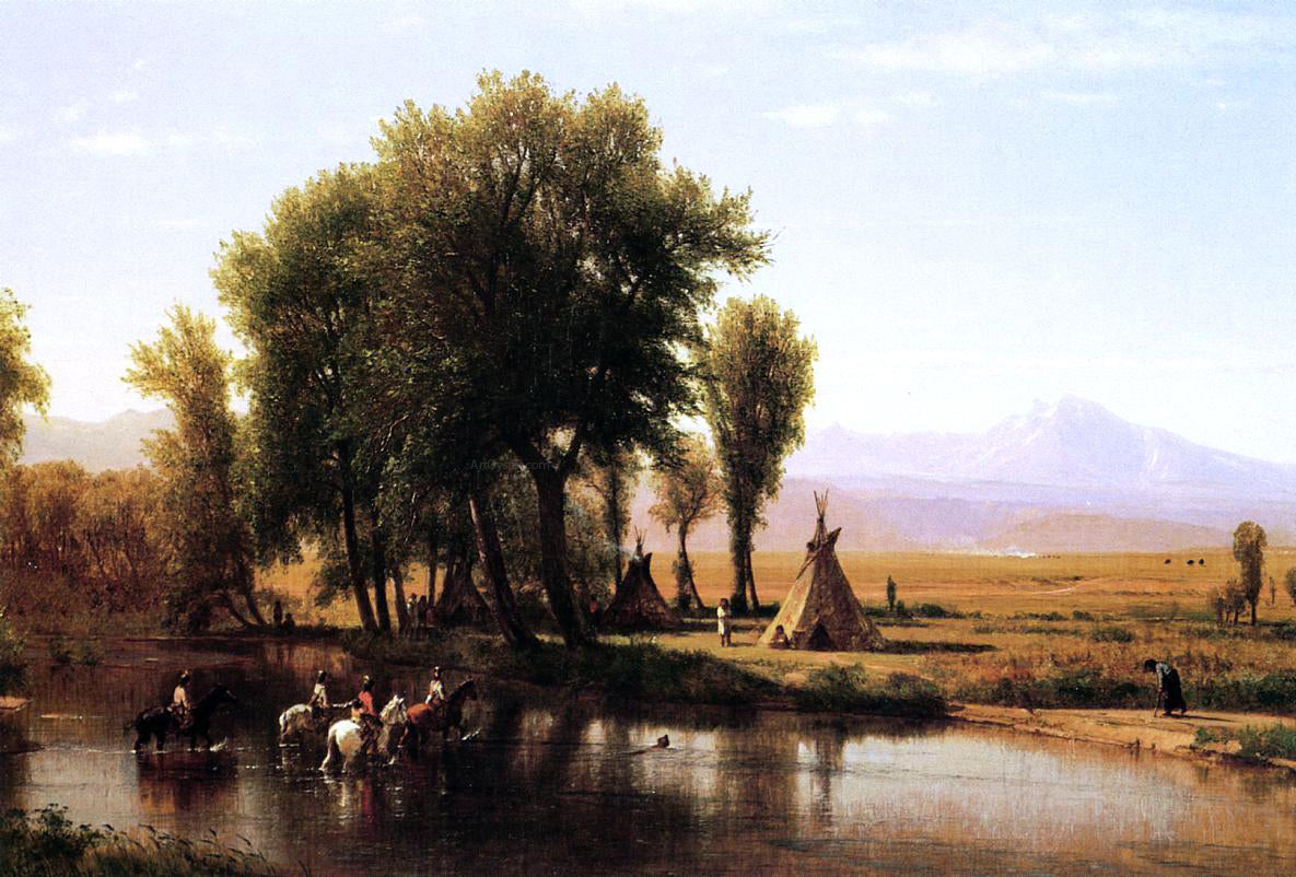 Thomas Worthington Whittredge Indian Encampment on the Platte River - Canvas Print