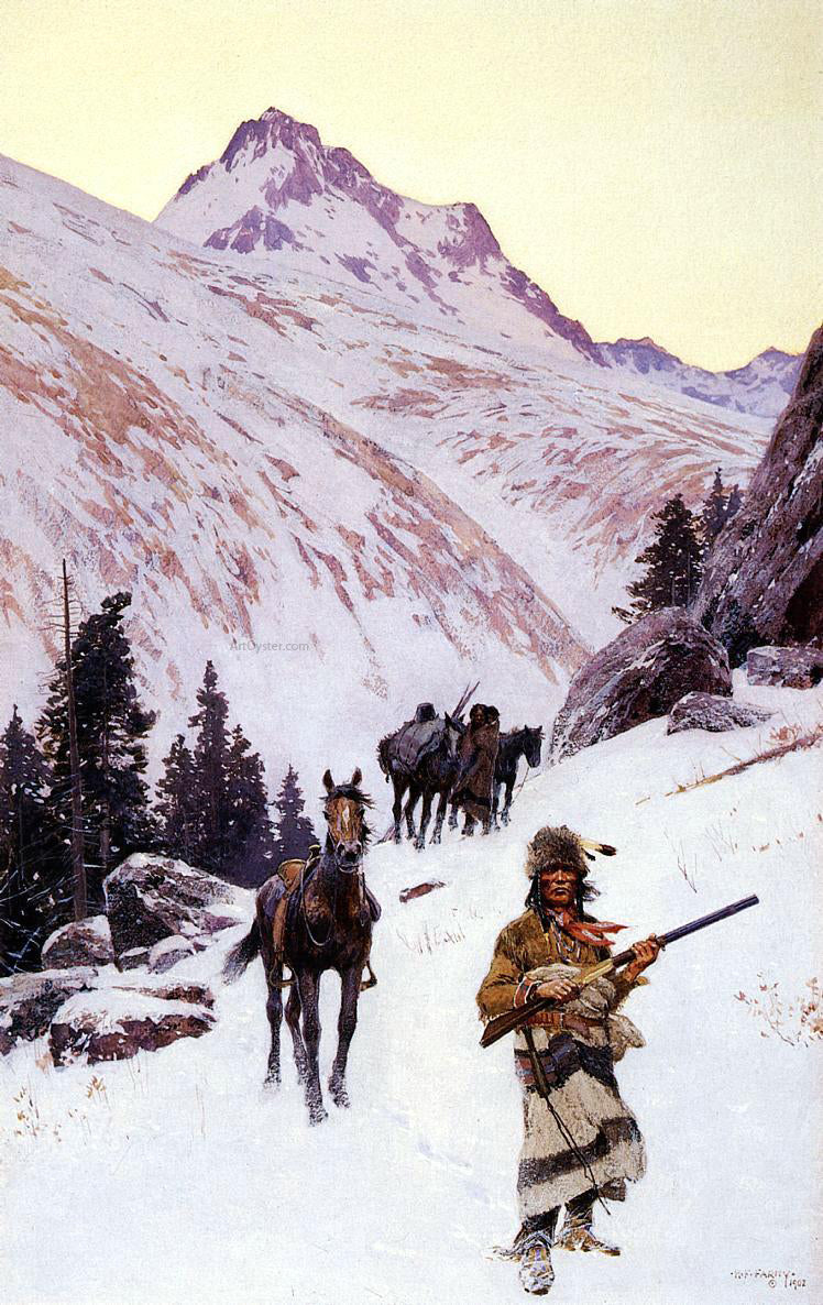 Henry F Farney Indian Family - Winter Move - Canvas Print