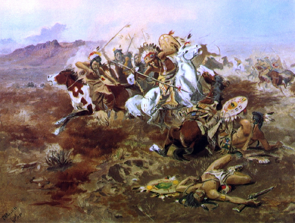 Charles Marion Russell Indian Fight, #1 - Canvas Print