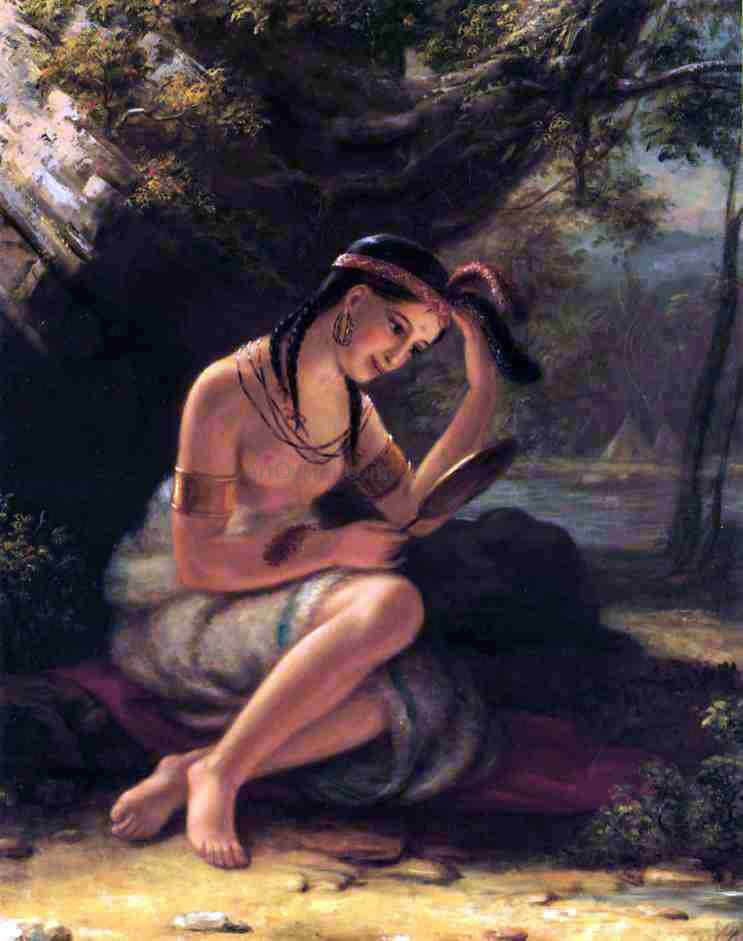 Charles Bird King Indian Girl at Her Toilett - Canvas Print