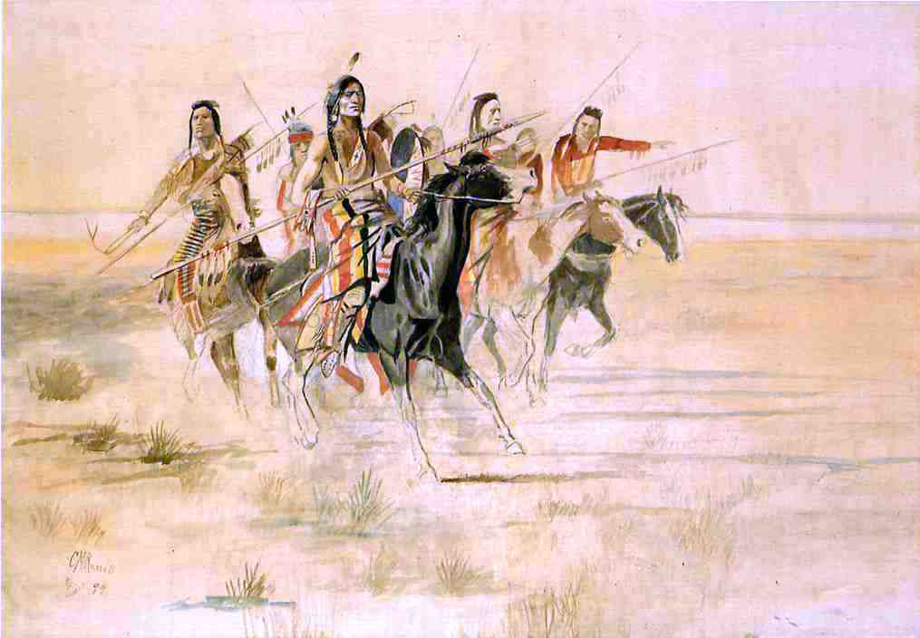 Charles Marion Russell Indian Hunt - Canvas Print