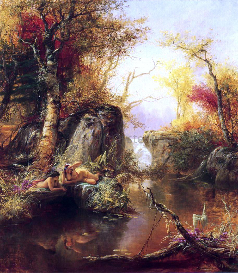 Jerome B. Thompson Indian Idyll - Canvas Print