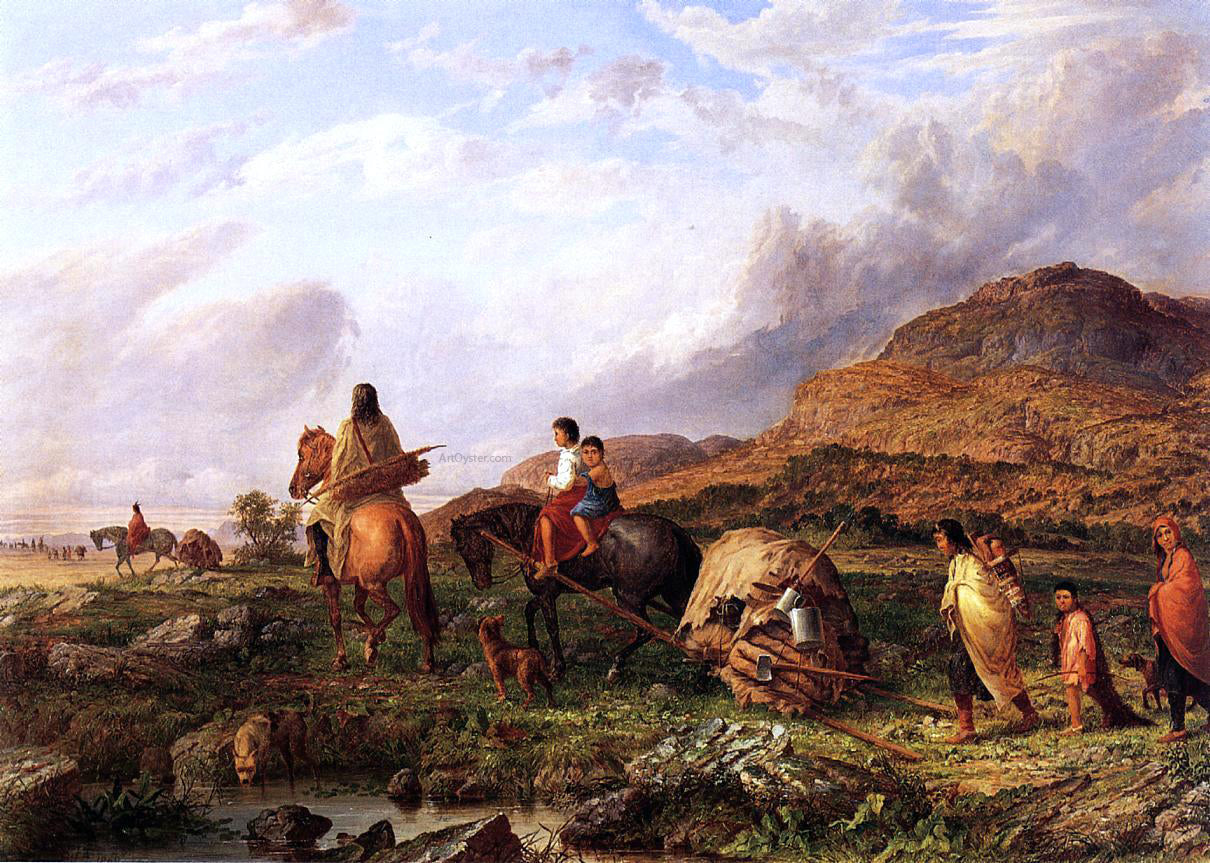 Seth Eastman Indian Mode of Transportation - Canvas Print