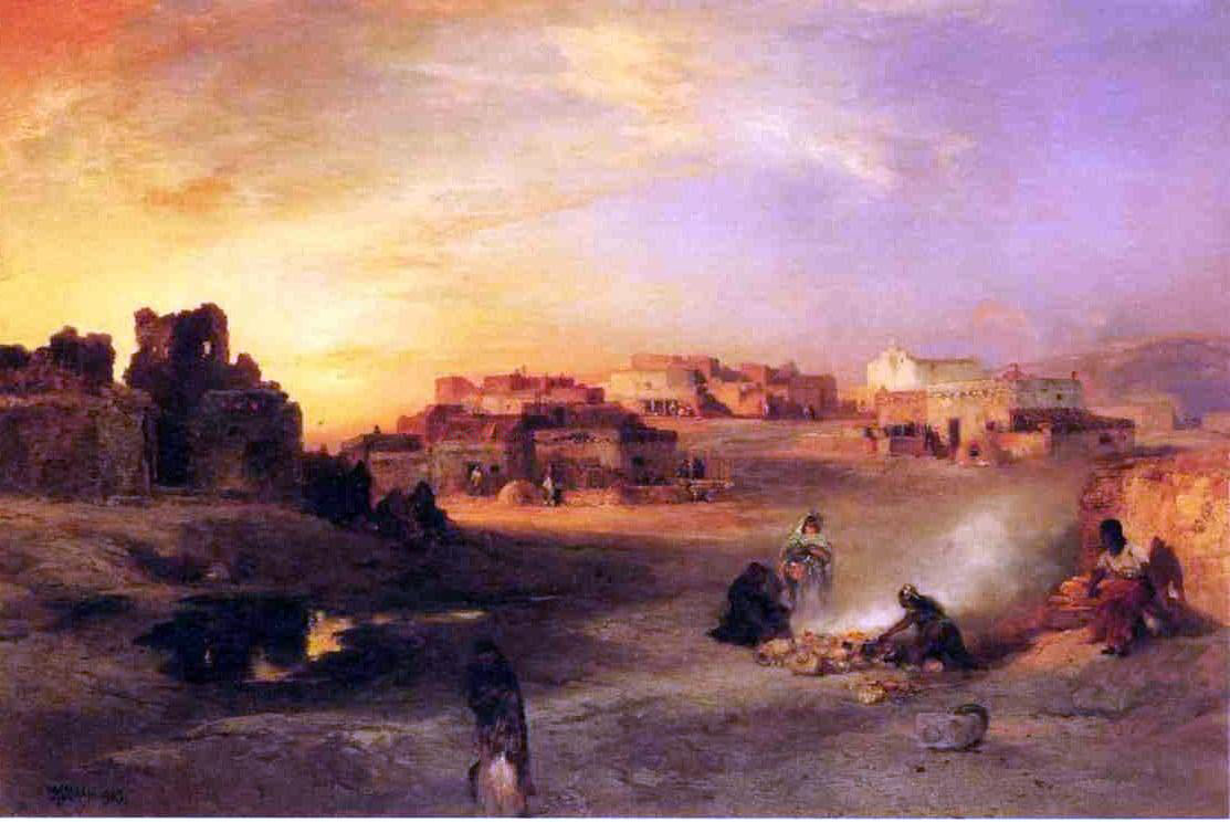 Thomas Moran Indian Pueblo, Laguna, New Mexico - Canvas Print