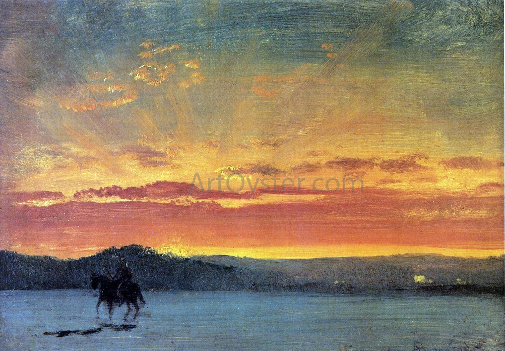 Albert Bierstadt Indian Rider at Sunset - Canvas Print