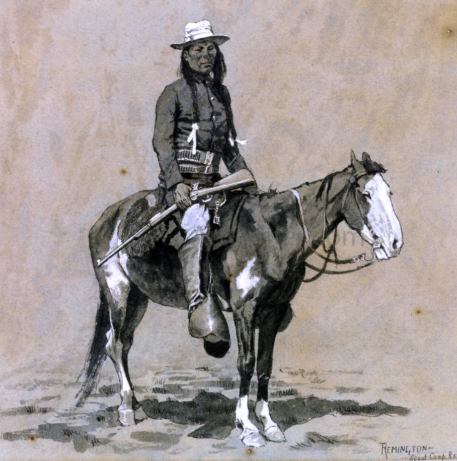 Frederic Remington Indian Scout at Fort Reno - Canvas Print