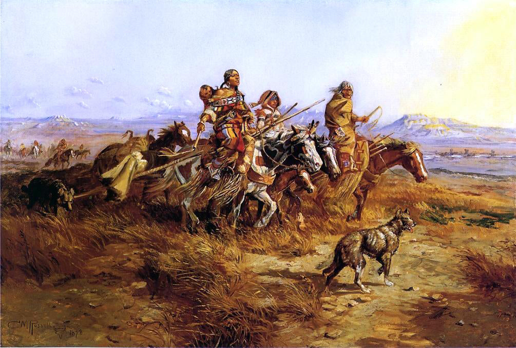 Charles Marion Russell Indian Women Moving - Canvas Print