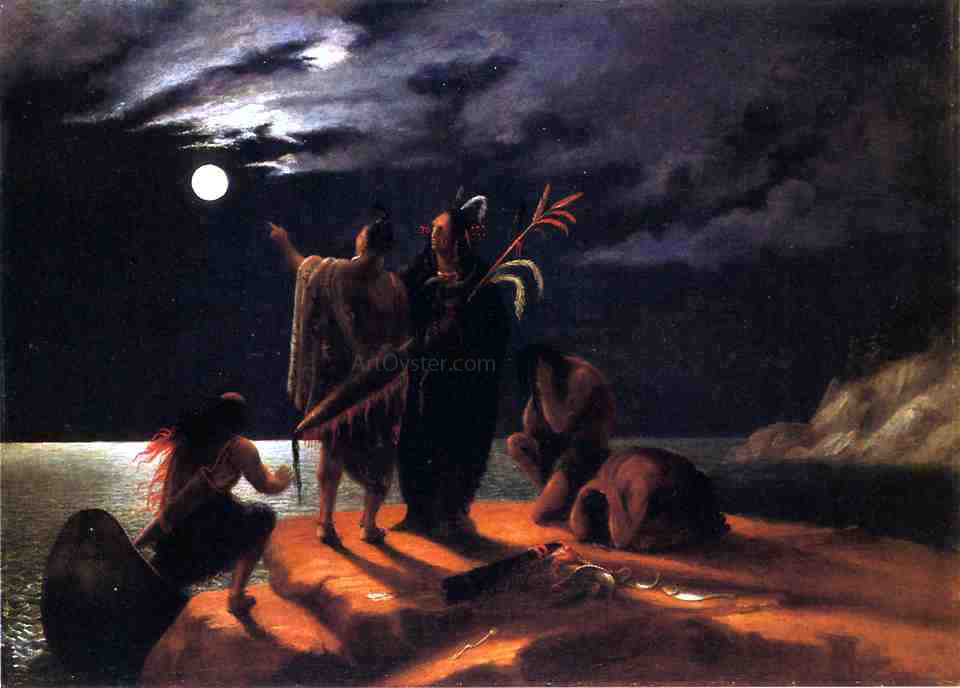 William Rimmer Indians Experiencing a Lunar Eclipse - Canvas Print