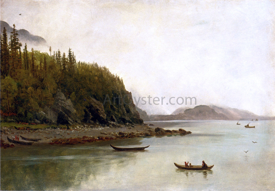 Albert Bierstadt Indians Fishing - Canvas Print