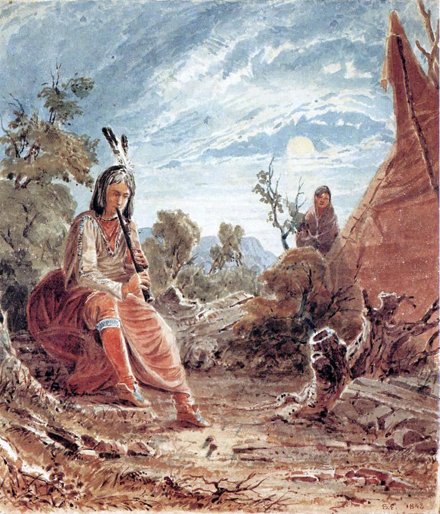 Seth Eastman Indians in Camp - Canvas Print