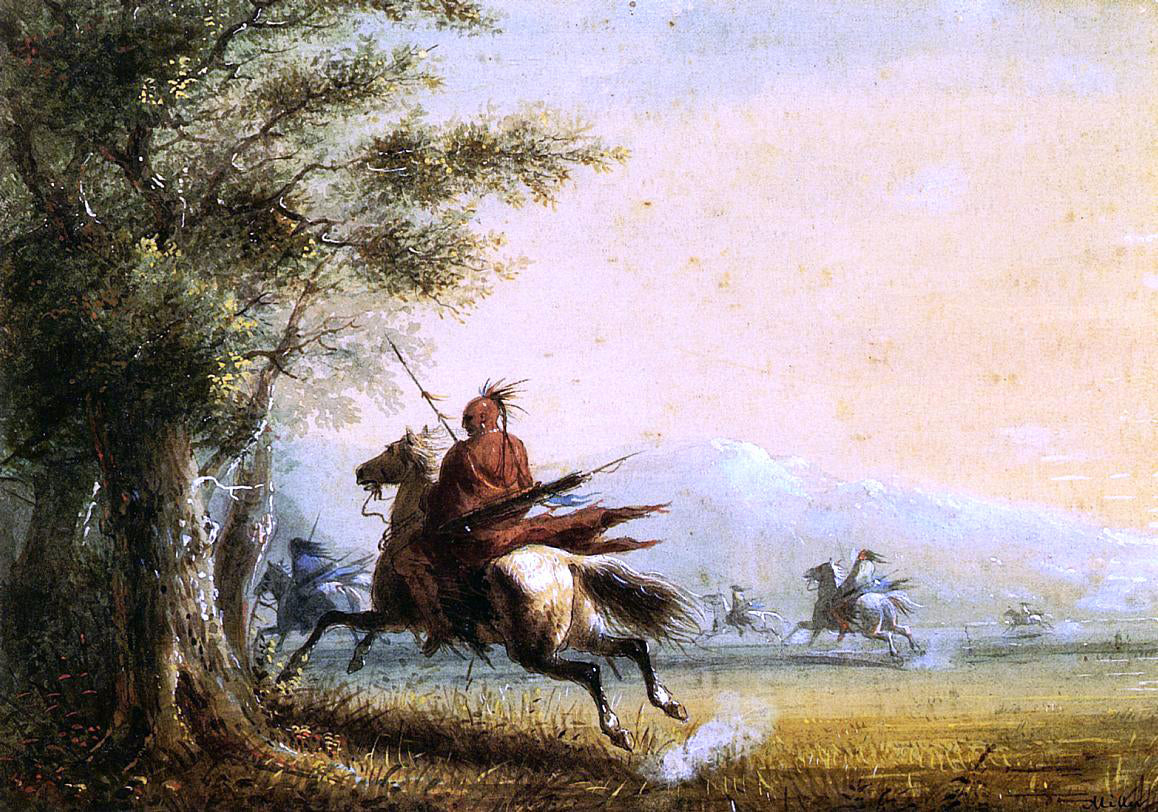 Alfred Jacob Miller Indians in Pursuit - Canvas Print