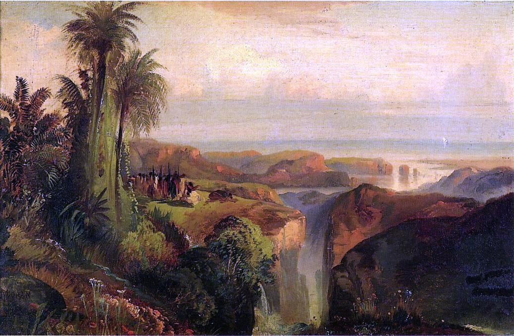 Thomas Moran Indians on a Cliff - Canvas Print