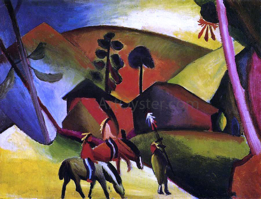 August Macke Indians on Horses - Canvas Print