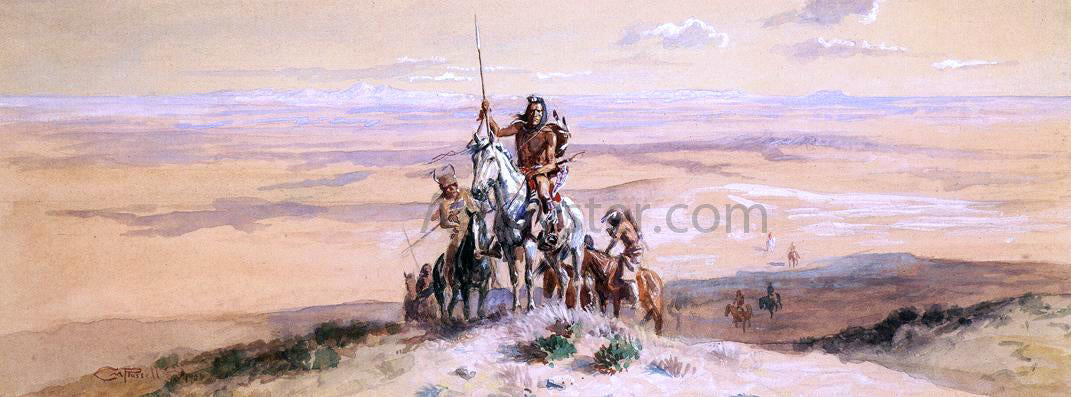 Charles Marion Russell Indians on Plains - Canvas Print