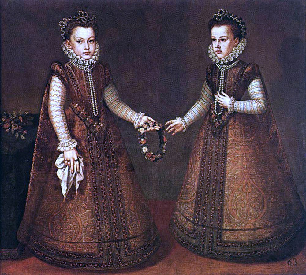 Alonso Sanchez Coello Infantas Isabel Clara Eugenia and Catalina Micaela - Canvas Print