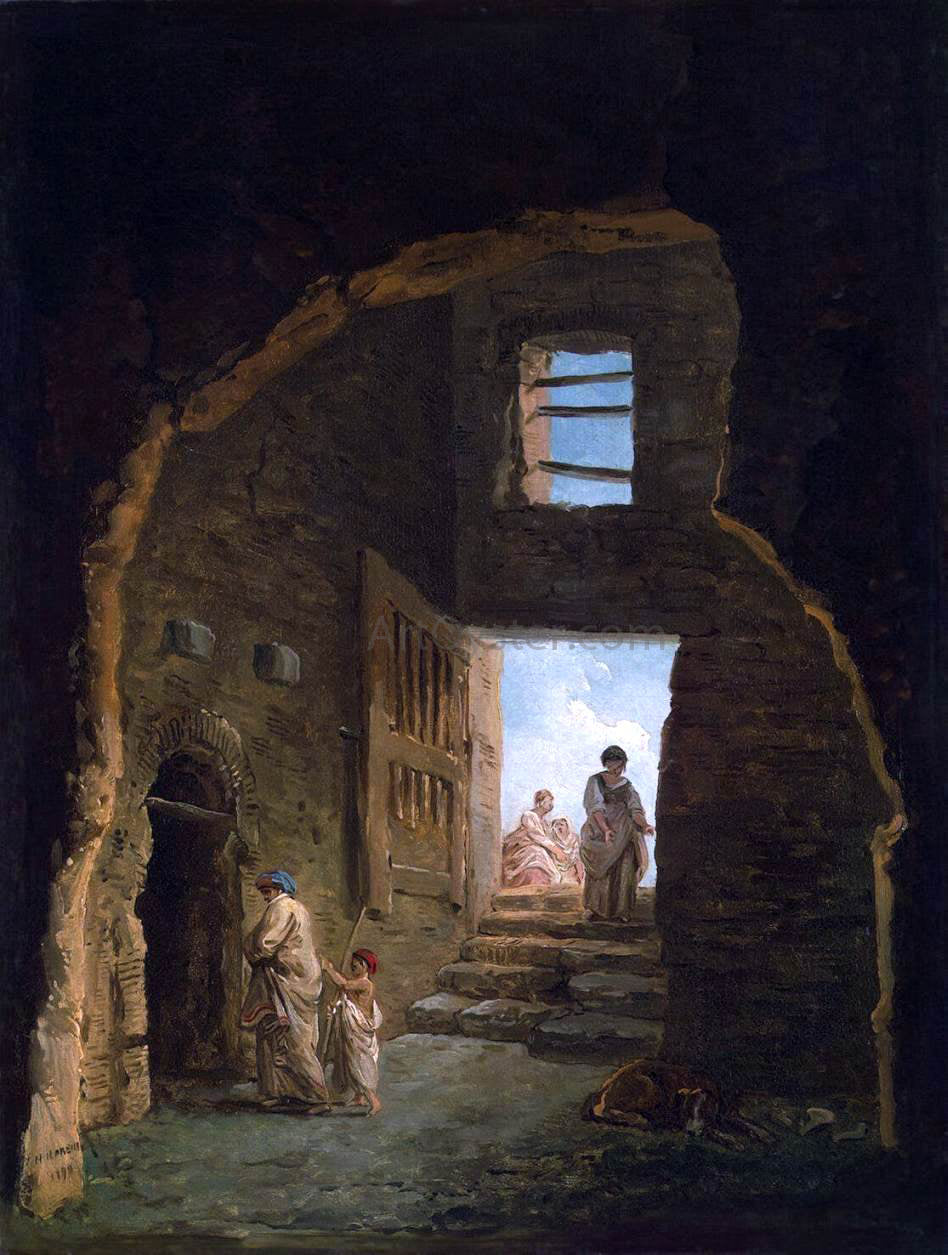 Hubert Robert Inhabited Ruins - Canvas Print