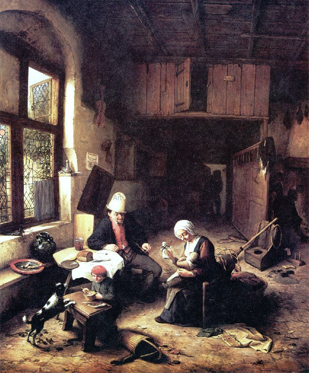 Adriaen Van Ostade Inside a Peasant's Cottage - Canvas Print