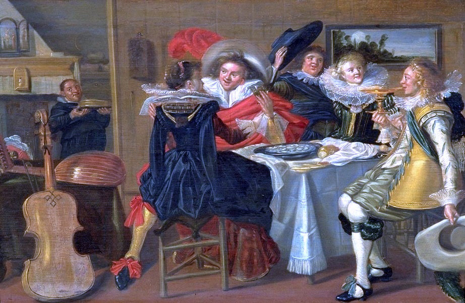 Dirck Hals Interieur mit frohlicher Tischgesellschaft - Canvas Print