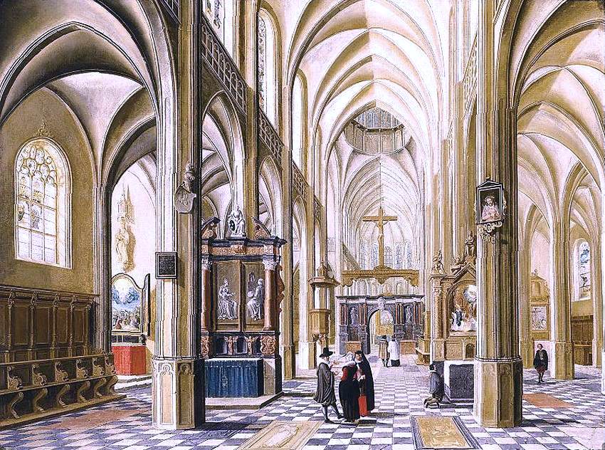 Bartholomeus Van Bassen Interior of a Gothic Cathedral - Canvas Print