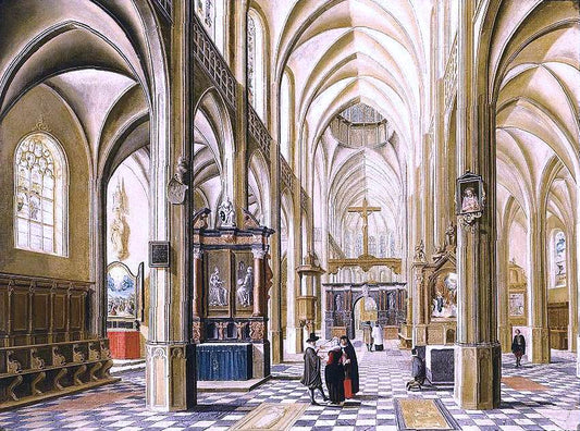 Bartholomeus Van Bassen Interior of a Gothic Cathedral - Canvas Print