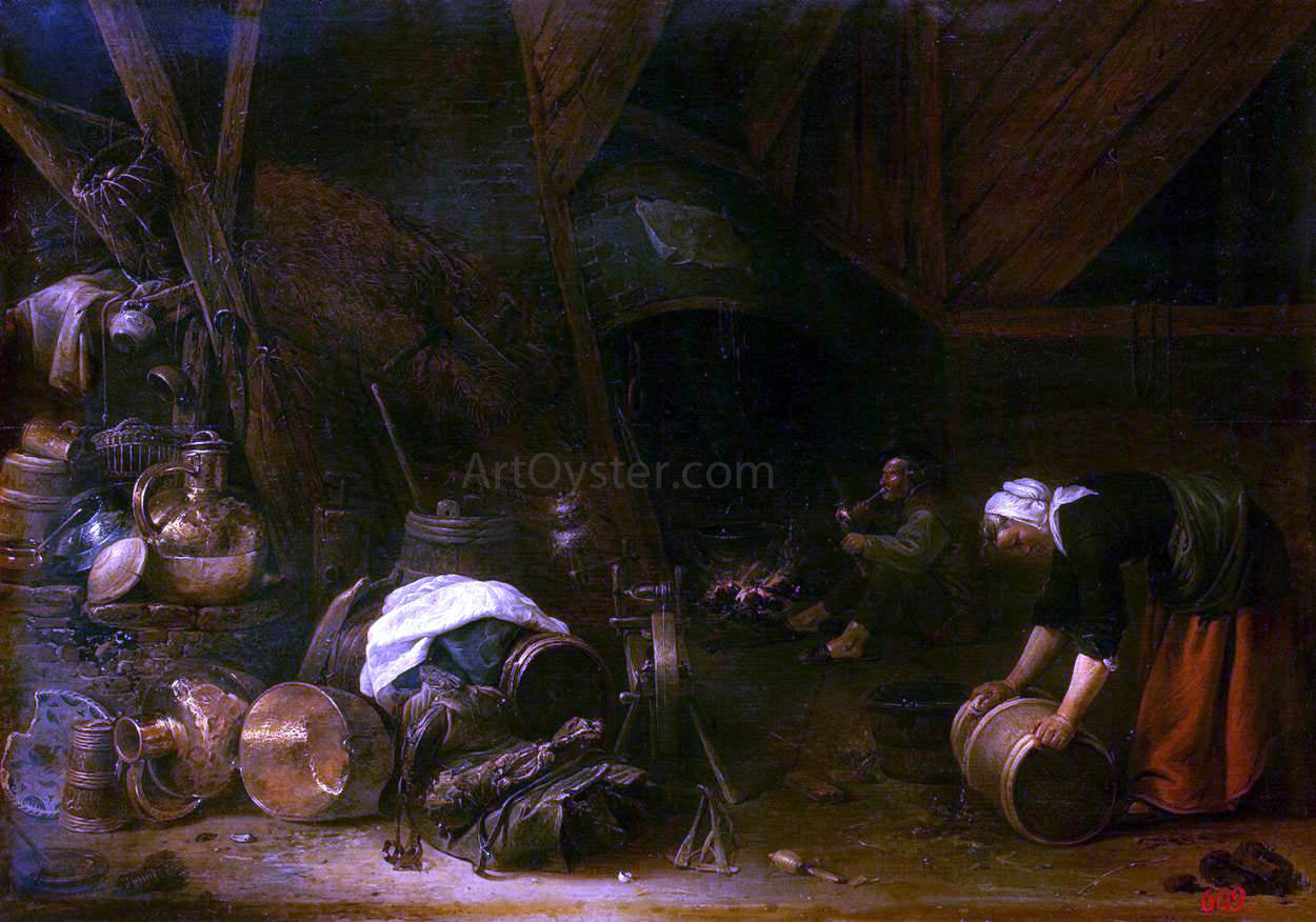 Herman Saftleven Interior of a Peasant Hut - Canvas Print