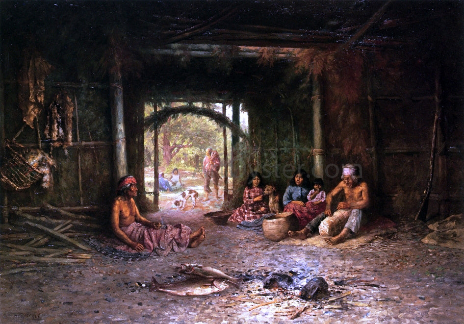 Henry Raschen Interior of a Pomo Dwelling - Canvas Print