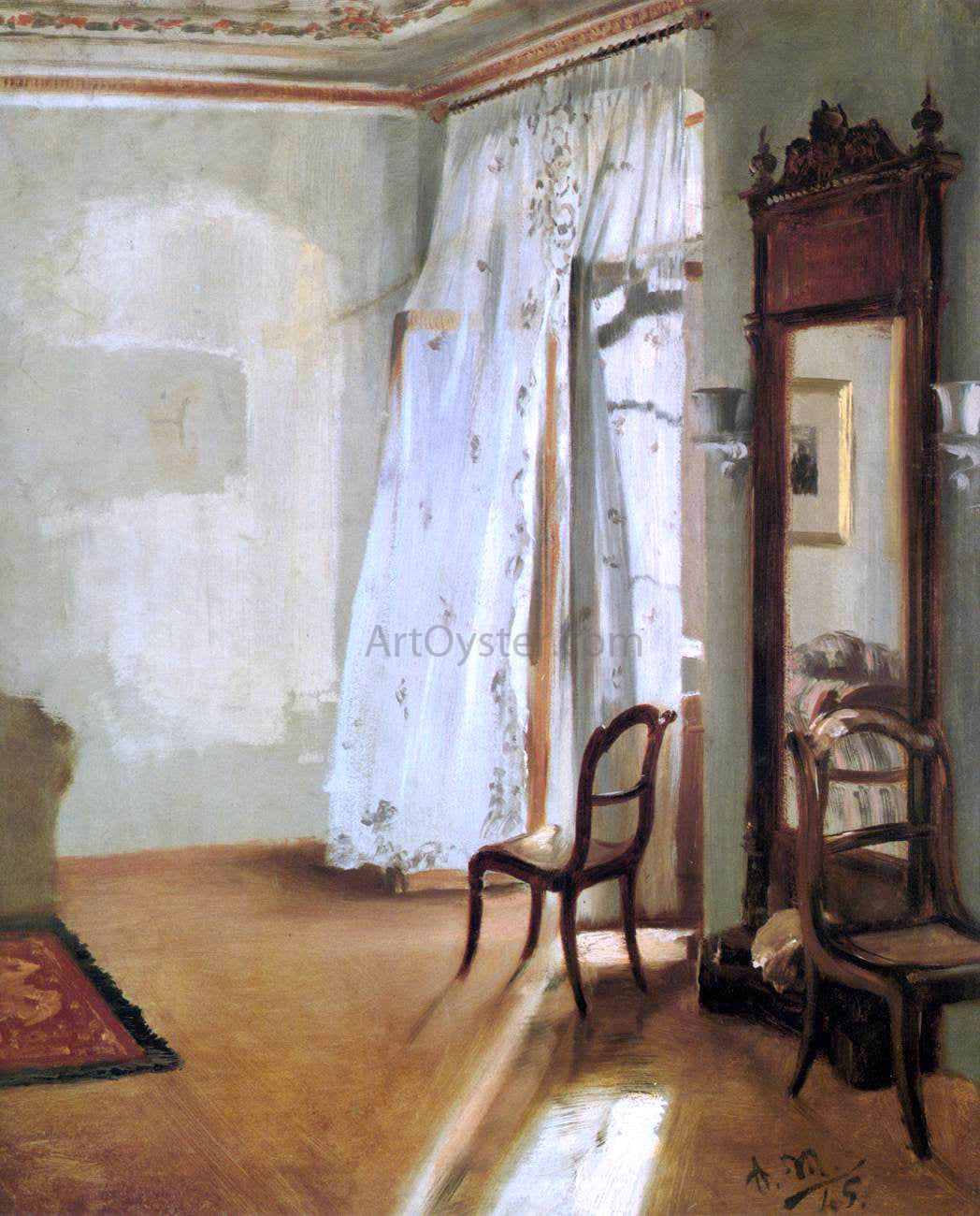 Adolph Von Menzel Interior of a Room with Balcon - Canvas Print