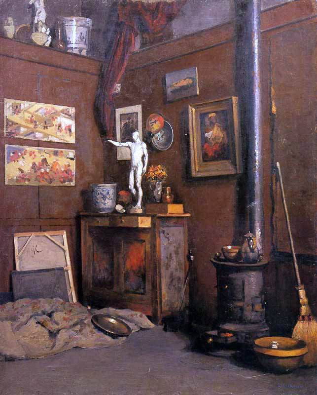 Gustave Caillebotte Interior of a Studio with Stove - Canvas Print