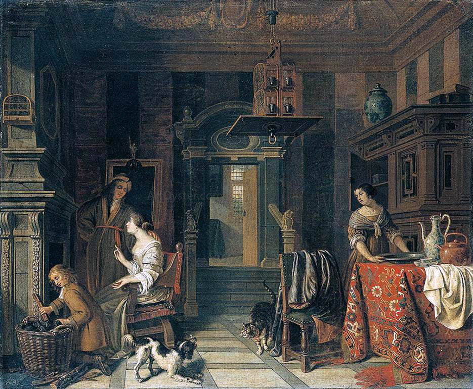 Cornelis De Man Interior of a Townhouse - Canvas Print