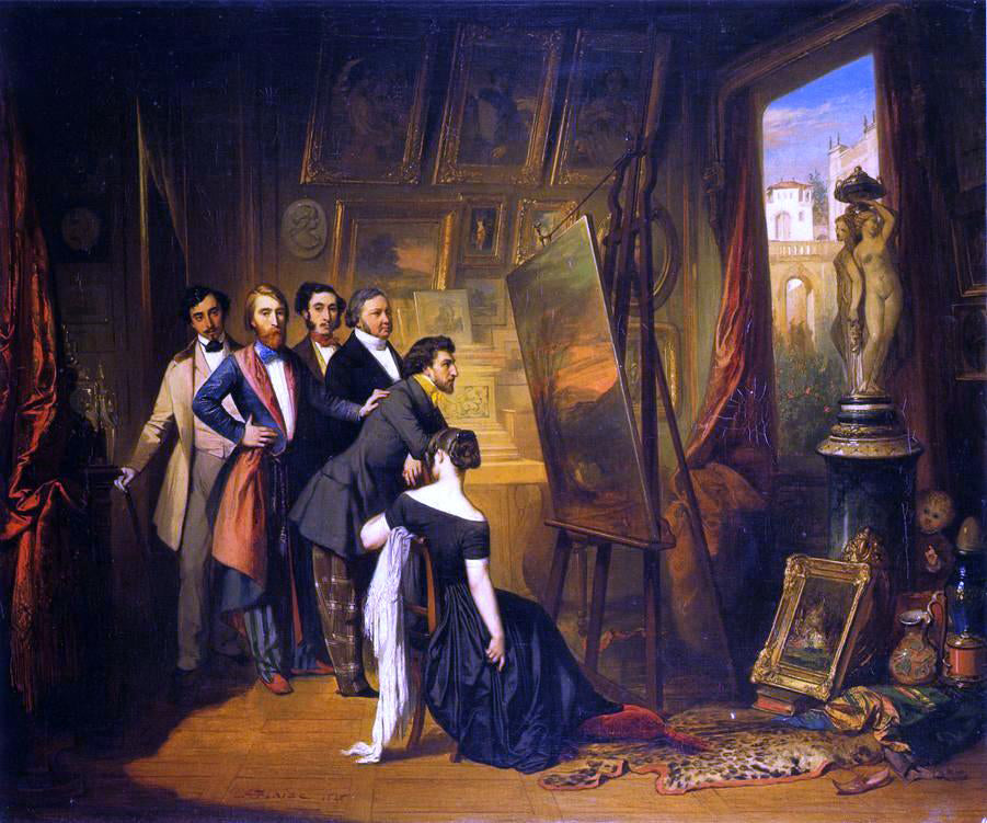 Auguste Glaize Interior of Bruyas's Study - Canvas Print