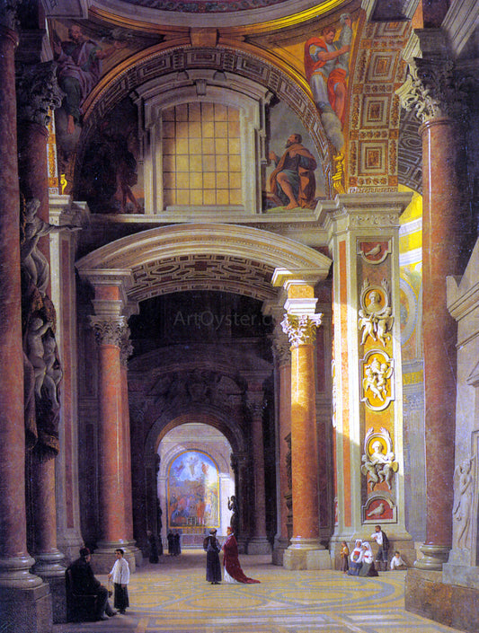 Heinrich Hansen Interior of St. Peters, Rome - Canvas Print