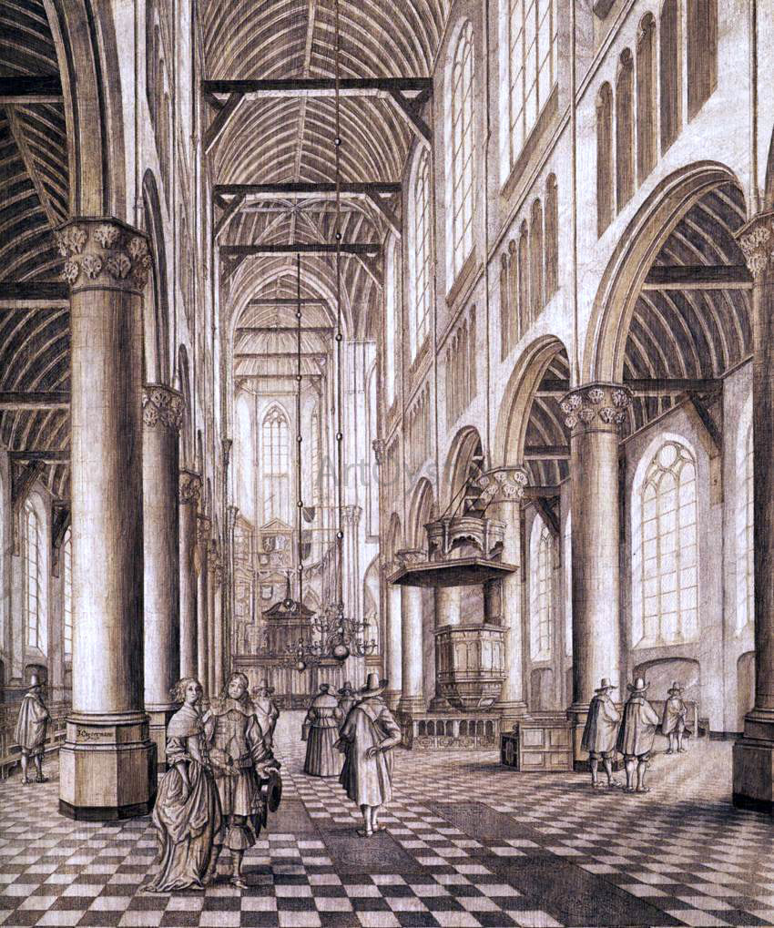 Johannes Coesermans Interior of the Nieuwe Kerk, Delft - Canvas Print