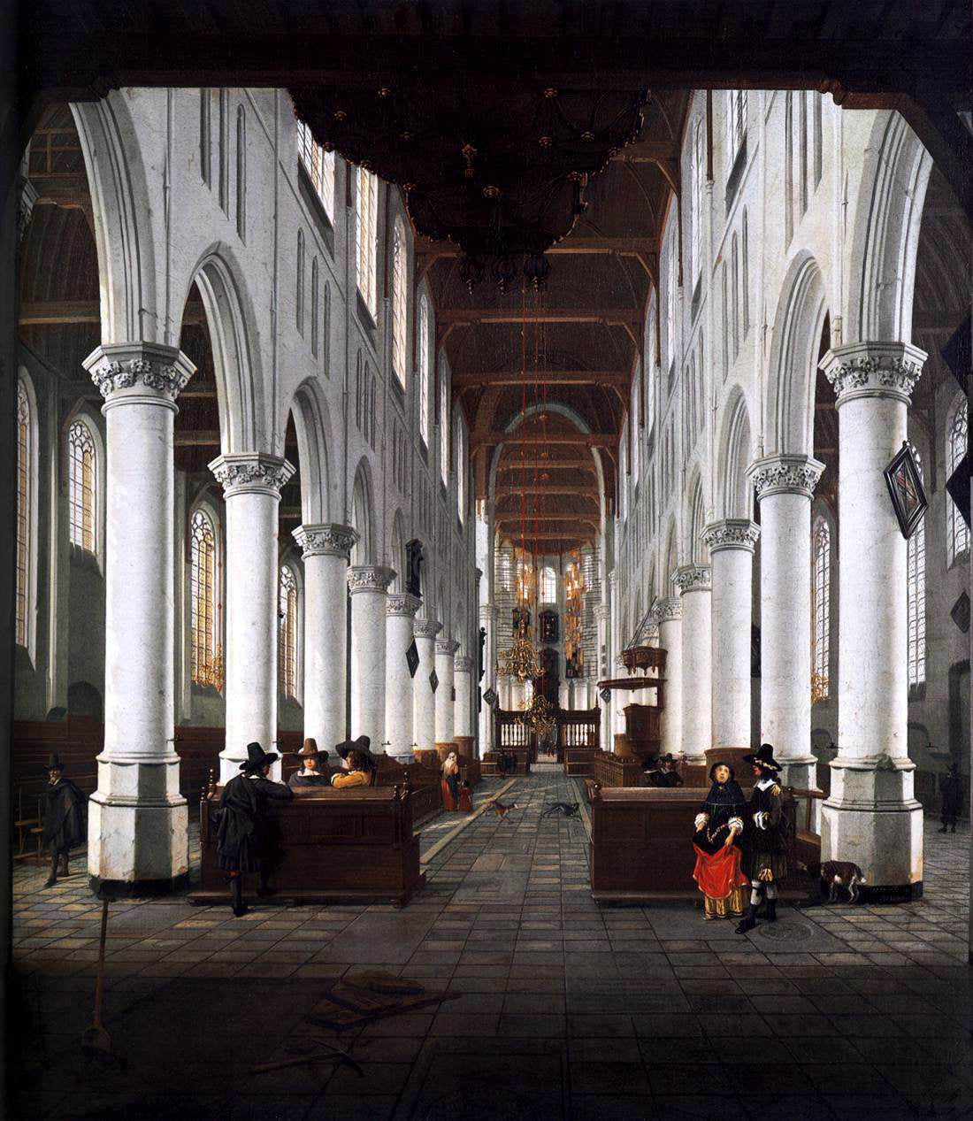 Hendrick Cornelisz Van Vliet Interior of the Nieuwe Kerk, Delft, from beneath the Organ Loft at the Western Entrance - Canvas Print