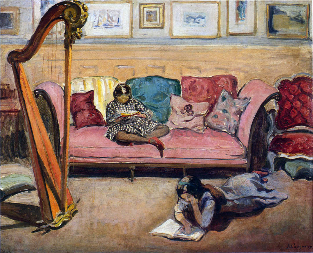 Henri Lebasque An Interior with Harp - Canvas Print
