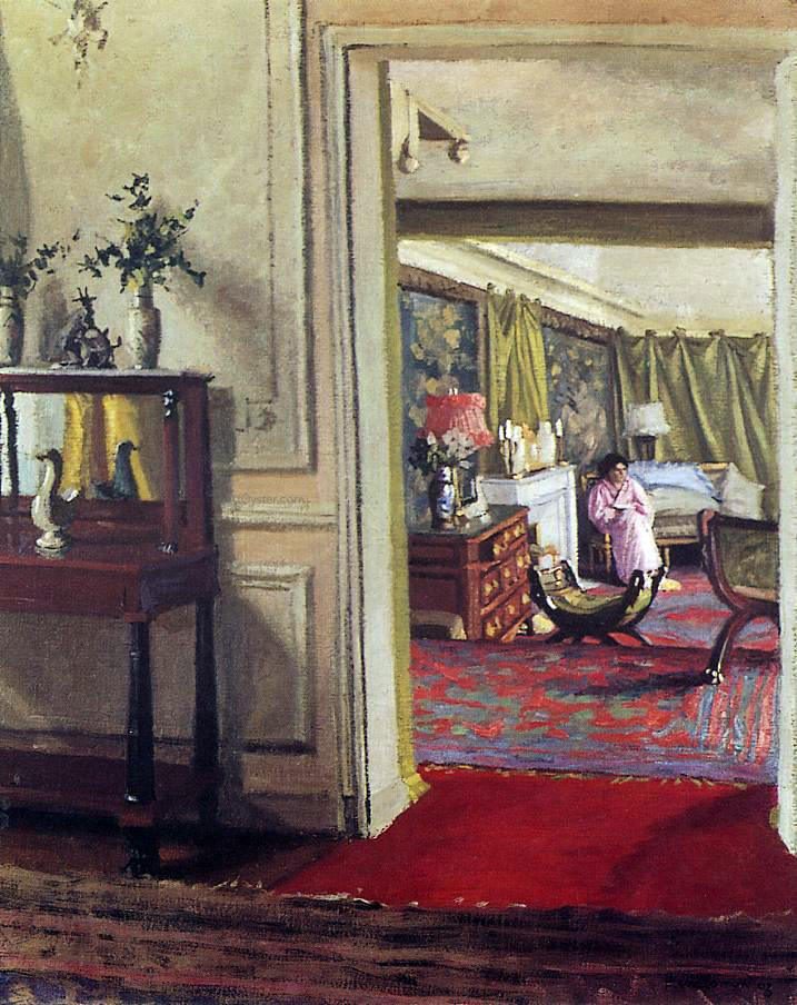 Felix Vallotton Interior with Woman in Pink - Canvas Print