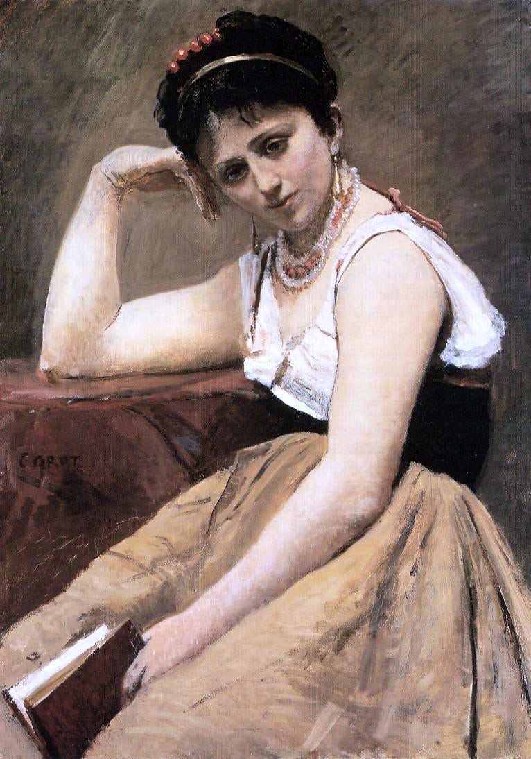 Jean-Baptiste-Camille Corot Interrupted Reading - Canvas Print