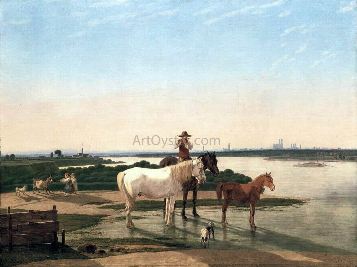 Wilhelm Von Kobell Isar Landscape near Munich - Canvas Print