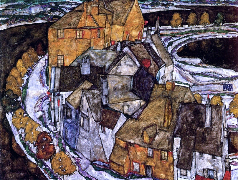 Egon Schiele Island Town (also known as Krumau Town Crescent II) - Canvas Print